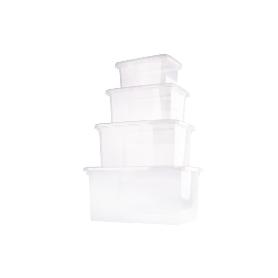 PACK DE 4 CAJAS DE ALMACENAJE TRANSPARENTES 4 L + 8 L + 15 L + 26 L