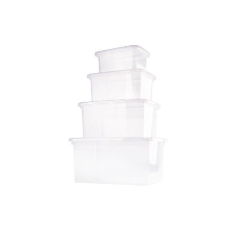 PACK DE 4 CAJAS DE ALMACENAJE TRANSPARENTES 4 L + 8 L + 15 L + 26 L