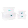 PACK DE 4 CAJAS DE ALMACENAJE TRANSPARENTES 4 L + 8 L + 15 L + 26 L