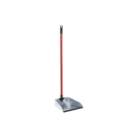 RECOGEDOR METÁLICO GALVANIZADO CON GOMA Y MANGO 83 X 24 CM