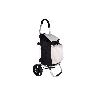CARRO DE LA COMPRA NEGRO Y BEIGE PLEGABLE DE ALUMINIO CON 2 RUEDAS GRANDES 43 L