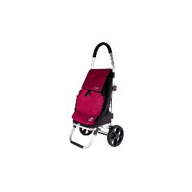 CARRO DE LA COMPRA NEGRO Y GRANATE PLEGABLE DE ALUMINIO CON 2 RUEDAS GRANDES 43 L