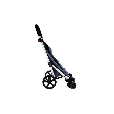 CARRO DE LA COMPRA GRIS ABATIBLE DE ALUMINIO CON 6 RUEDAS GIRATORIAS 53 L