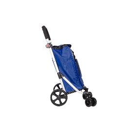 CARRO DE LA COMPRA AZUL MARINO ABATIBLE DE ALUMINIO CON 6 RUEDAS GIRATORIAS 53 L