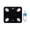 BÁSCULA DE BAÑO DIGITAL NEGRA CON PANTALLA LCD, USB Y MEDICIÓN IMC DE GRASA VISCERAL 30 X 26,5 X 2,2 CM
