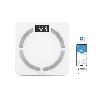 BÁSCULA DE BAÑO DIGITAL BLANCA CON PANTALLA LCD, USB Y MEDICIÓN IMC DE GRASA VISCERAL 30 X 30 X 2,2 CM