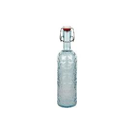 BOTELLA DE VIDRIO TRANSPARENTE AZUL CLARO CON CIERRE DE ESTRIBO 1 L   CAJA 6 UNID.