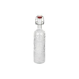 BOTELLA DE VIDRIO TRANSPARENTE CON CIERRE DE ESTRIBO 1 L   CAJA 6 UNID.
