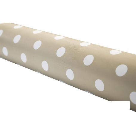ROLLO DE MANTEL ANTIMANCHAS DE LUNARES BEIGE 1,40 X 20 M