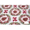 ROLLO DE MANTEL RESINADO ANTIMANCHAS LAZOS Y PIÑAS 75% ALGODÓN 25% POLIÉSTER 1,40 X 15 M