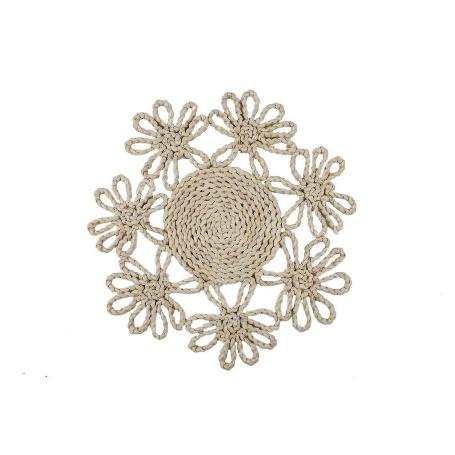 BAJOPLATO FORMA FLOR  FIBRA NATURAL MEDIDA 35 CM   CAJA 6 UNID.