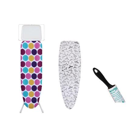 PACK DE TABLA DE PLANCHA 120 X 38 CM ,FUNDA Y RODILLO QUITAPELUSAS