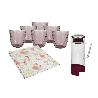 PACK DE JARRA MORADA,SET DE VASOS DE AGUA Y MANTEL 1.40 X 1.40 CM