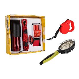 PACK DE ACCESORIOS DE PERROS, CORREA EXTENSIBLE PERROS Y PEINE DOBLE CARA MASCOTAS