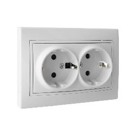 BASE DOBLE BIPOLAR MODELO PACIFIC 16A250V CON OBTURADOR Y EMBORNAMIENTO POR TORNILLO