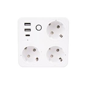 REGLETA INTELIGENTE CON 3 TOMAS Y 2 PUERTOS USB Y TIPO C