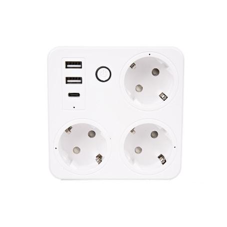 REGLETA INTELIGENTE CON 3 TOMAS Y 2 PUERTOS USB Y TIPO C