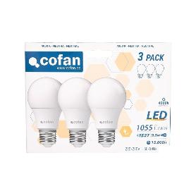 PACK DE 3 BOMBILLAS LED CLASSIC E27 9.5 W 1055 LM 4000 K