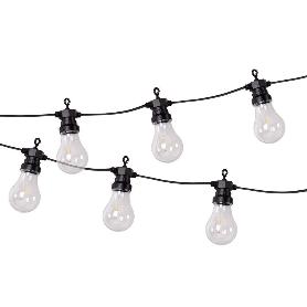GUIRNALDA DE BOMBILLAS LED 10 UDS. CON PANEL SOLAR A19 3,7 V 1,2 AH IP44 2700 K 4,5 + 3 M