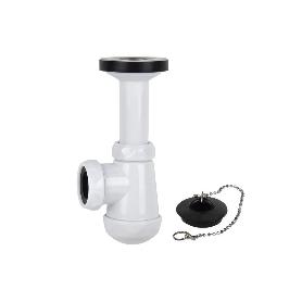 SIFÓN BOTELLA CORTO CON SALIDA Ø32-40 Y VÁLVULA LAVABO BIDÉ 1 1/4 X 70
