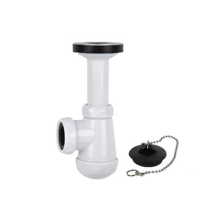 SIFÓN BOTELLA CORTO CON SALIDA Ø32-40 Y VÁLVULA LAVABO BIDÉ 1 1/4 X 70