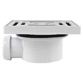 VÁLVULA SIFÓNICA SUMIDERO 146X146 MM CON SALIDA Ø32-40 MM Y TAPA ACERO INOX.