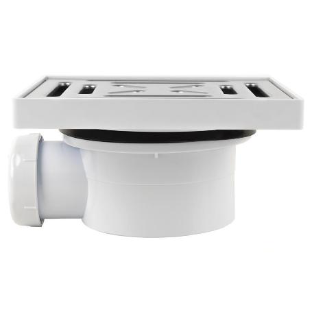 VÁLVULA SIFÓNICA SUMIDERO 146X146 MM CON SALIDA Ø32-40 MM Y TAPA ACERO INOX.