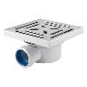 VÁLVULA SIFÓNICA SUMIDERO 146X146 MM CON SALIDA Ø32-40 MM Y TAPA ACERO INOX.