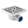 VÁLVULA SIFÓNICA SUMIDERO 146X146 MM CON SALIDA Ø32-40 MM Y TAPA ACERO INOX.