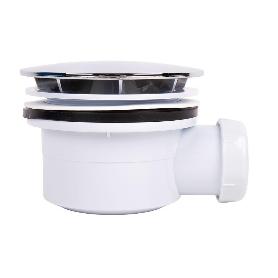 VÁLVULA SIFÓNICA PLATO DE DUCHA Ø90 MM CON SALIDA Ø32-40 MM Y EMBELLECEDOR CROMADO ALTURA 64 MM