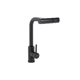 GRIFO DE COCINA NEGRO DE ACERO CON MANGUERA EXTENSIBLE Y 3 FUNCIONES 340 X 240 X 54  MM