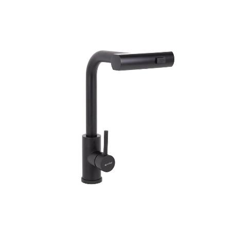 GRIFO DE COCINA NEGRO DE ACERO CON MANGUERA EXTENSIBLE Y 3 FUNCIONES 340 X 240 X 54  MM