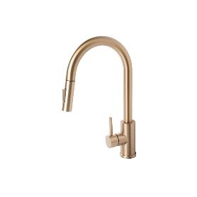 GRIFO DE COCINA CEPILLADO DORADO DE ACERO CON MANGUERA EXTENSIBLE Y 2 FUNCIONES 400 X 220 X 54 MM