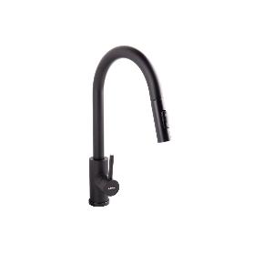 GRIFO DE COCINA DE ACERO NEGRO CON MANGUERA EXTENSIBLE Y 2 FUNCIONES 390 X 250 X 54 MM