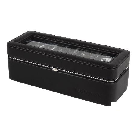 CAJA GUARDA RELOJES 5 UDS PIEL NEGRA