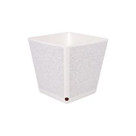 MACETA O MACETERO GAMA TEXTIL CUADRADA COLOR BLANCO PP 180 X 180 X 180 MM 3,7 L VENTA UNITARIA