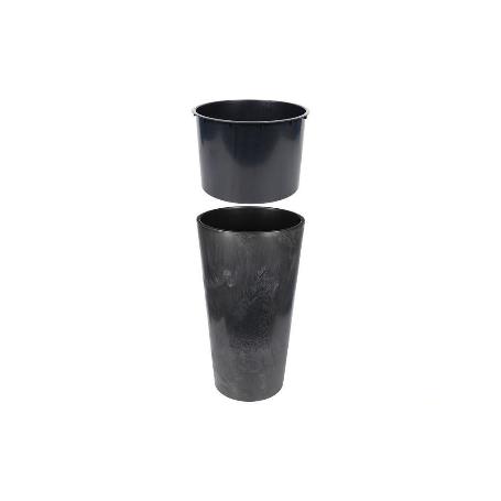 MACETERO 2 EN 1 FORMA CÓNICA CON DEPÓSITO COLOR NEGRO PP Ø 255 X 466 MM 9,5 L VENTA UNITARIA