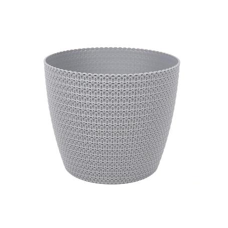 MACETA O MACETERO TRENZADA COLOR GRIS CLARO PP Ø 255 X 221 MM 8,5 L   CAJA 5 UNID.