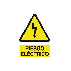 SEÑAL ADHESIVA 210X148 MM. RIESGO ELÉCTRICO. EL DISEÑO DE LA SEÑAL PUEDE VARIAR, PERO EN NINGÚN CASO SE VARIARÁ EL 