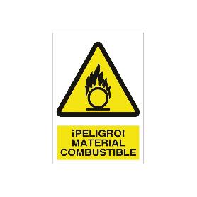 SEÑAL POLIESTIRENO 210X148 MM ¡PELIGRO! MATERIAL COMBUSTIBLE