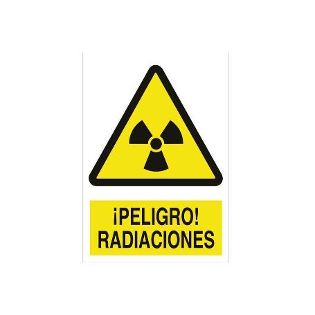 SEÑAL POLIESTIRENO 420X297MM. ¡PELIGRO! RADIACIONES