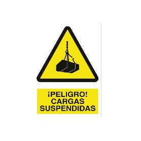 SEÑAL POLIESTIRENO 420X297 MM. ¡PELIGRO! CARGAS SUSPENDIDAS