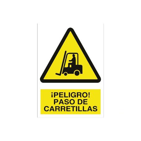 SEÑAL POLIESTIRENO 420X297MM. ¡PELIGRO! PASO DE CARRETILLAS