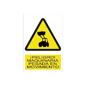 SEÑAL POLIESTIRENO 297X210 MM. ¡PELIGRO! MAQUINARIA PESADA EN MOVIMIENTO