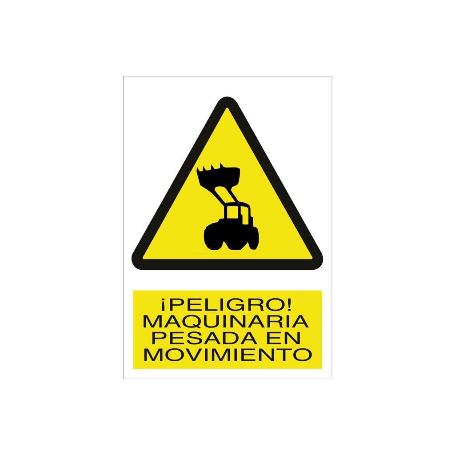 SEÑAL POLIESTIRENO 420X297MM. ¡PELIGRO! MAQUINARIA PESADA EN MOVIMIENTO