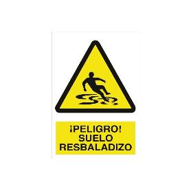 SEÑAL POLIESTIRENO 297X210 MM. ¡PELIGRO! SUELO RESBALADIZO