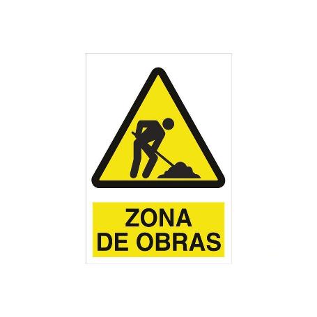 SEÑAL POLIESTIRENO 420X297MM. ZONA DE OBRAS