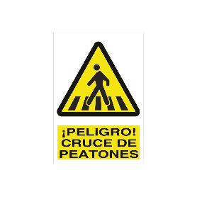 SEÑAL POLIESTIRENO 210X148MM. PELIGRO CRUCE DE PEATONES