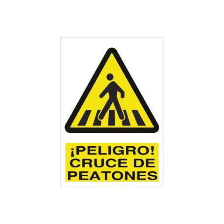 SEÑAL POLIESTIRENO 297X210MM. PELIGRO CRUCE DE PEATONES