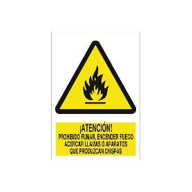SEÑAL POLIESTIRENO 420X297MM. ATENCIÓN, NO ENCENDER FUEGO, LLAMAS O CHISPAS
